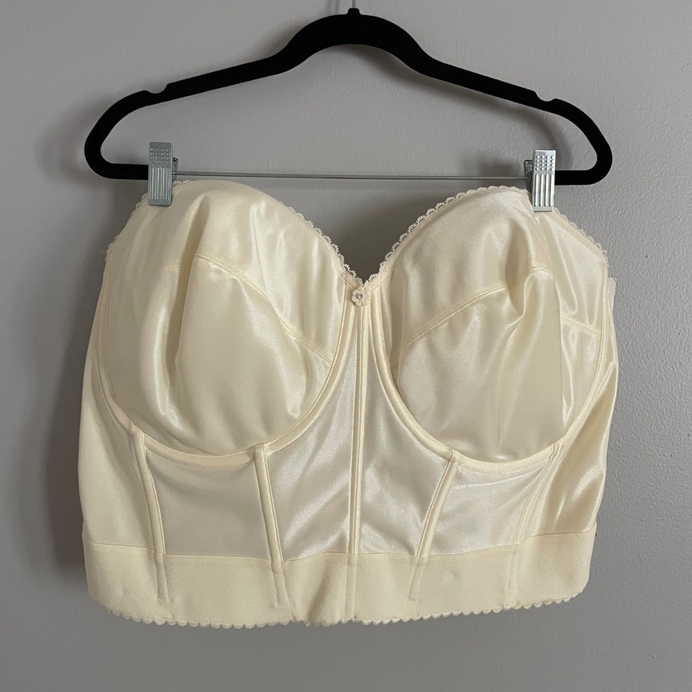 Dominique Longline Bridal Bra Womens 44F Ivory Strapless Bustier 6377 Wedding